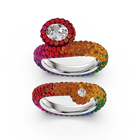 Tigris ring set, Multicolored, Rhodium plated